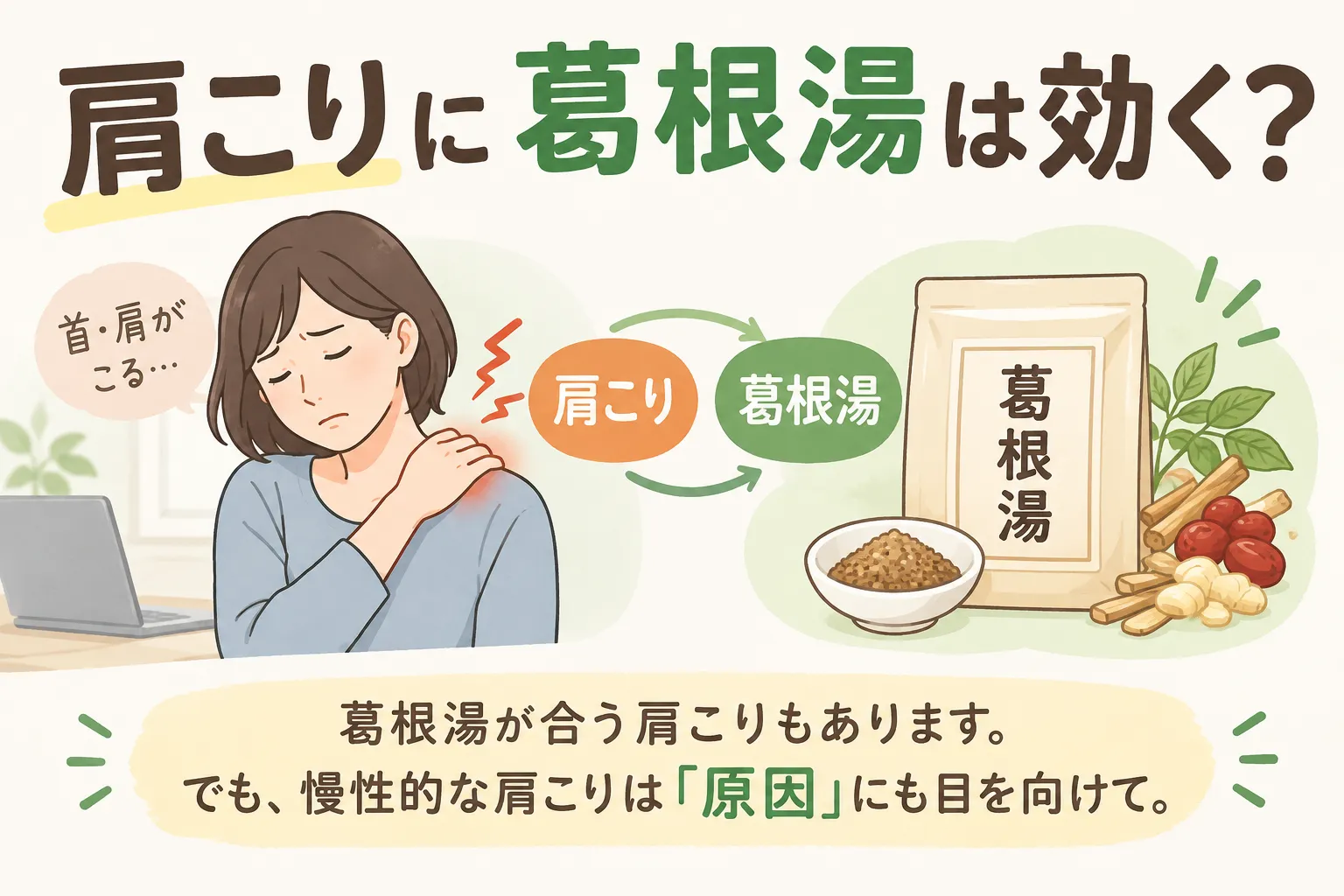 肩こりに葛根湯は効く？｜どんな肩こりに使われるのか解説